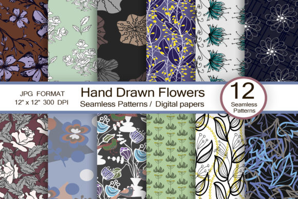 Hand Drawn Flowers Designs for Scrapbooking and More