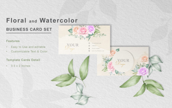 Watercolor Business Cards Set for Creatives